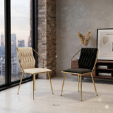 2 x Daisy Gold Dining Chairs - Cream Gold, Black Gold