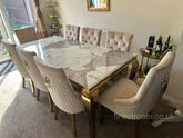 Pandora Gold Louis Dining Table With Mink Gold Majestic Chairs