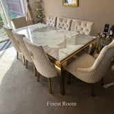 Pandora Gold Louis Dining Table With Mink Gold Majestic Chairs