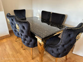 Black Gold Louis Dining Table With Black Gold LK Victoria Chairs