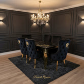 Black Gold Louis Dining Table With Black Gold LK Victoria Chairs