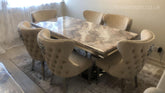 Beige Arial Dining Table With Mink Valentino Chairs
