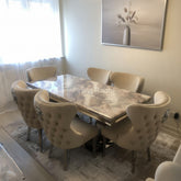 Beige Arial Dining Table With Mink Valentino Chairs