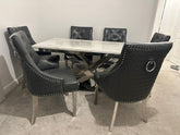 Elina Chrome Table With Grey Leather Ring Knocker Roma Chairs