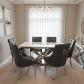 Elina Chrome Table With Grey Leather Ring Knocker Roma Chairs