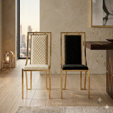 2 x Windsor Gold Dining Chairs - Black Gold, Cream Gold