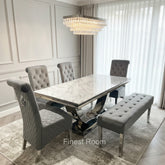 Grey Arial Dining Table With DG Sofia Chairs & Majestic Bench