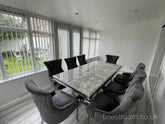 Grey Arial Dining Table With Dark Grey Majestic Chairs
