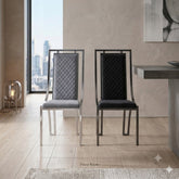 2 x Windsor Dining Chairs - Grey Silver, Black Silver