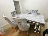 Grey Ariana Dining Table With Silver Issabelle Chairs