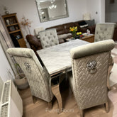 Grey Louis Chrome Dining Table With Light Grey Sofia Chairs