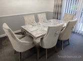 Grey Louis Chrome Dining Table With Light Grey Majestic Chairs