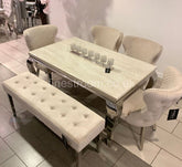 Cream Louis with Mink Valentino Chairs & Majestic Bench