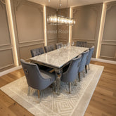 Grey Louis Dining Table With Dark Grey Valencia Chairs
