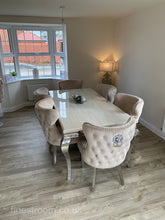 Cream Louis Chrome Dining Table with Mink Valentino Chairs