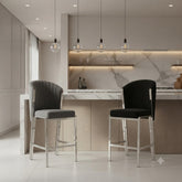 Fabio Bar/Breakfast Stools- Black Silver, Grey Silver