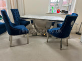 Grey Arial Dining Table With Navy Majestic Chairs