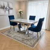 Grey Arial Dining Table With Navy Majestic Chairs