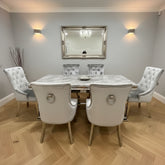 Grey Ariana Dining Table With Light Grey Isabelle Chairs