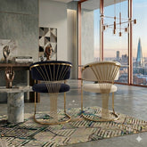 2 x Prado Dining Chairs - Cream Gold, Black Gold