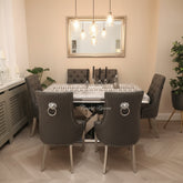 Grey X Table with Leather Majestic Chairs