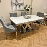 White X Table with Dark Grey Majestic Chairs