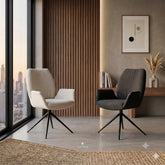 2 x Fairmont 360 Swivel Dining Chairs- Beige/Grey