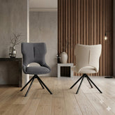 2 x Roseland 360 Swivel Dining Chairs- Beige/Grey