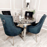 Black Round Louis Table with 4 Black Duke Chairs - Finestroom