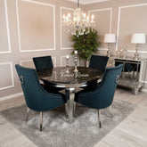 Black Round Louis Table with 4 Black Duke Chairs - Finestroom