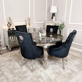 Black Round Louis Table with 4 Black Majestic Chairs - Finestroom