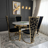 Round Grey Gold Louis Table With Black Gold Vienna Chairs