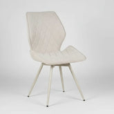 Beige chair with quilted backrest on a white background