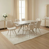 Cambridge Beige Sintered Stone Extendable Table With Cambridge Beige Chairs