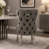 Victoria Ring Knocker Dining Chair - Dark Grey Silver