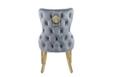 Victoria Lion Knocker Dining Chairs- Grey Gold