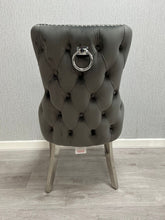 Victoria Ring Knocker Dining Chairs- Dark Grey Silver