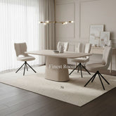 Davos Beige Ceramic Oval Dining Table with Roseland Swivel Chairs