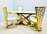 Cream Gold Elina Table With Cream Gold Vienna Chairs
