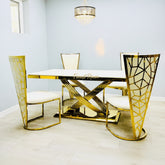 Cream Gold Elina Table With Cream Gold Vienna Chairs