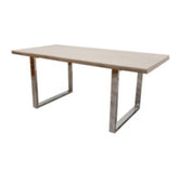 Freya 1.8 Dining Table Solid Light Pine wood with Chrome Metal Legs