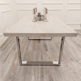 Freya Pine Wood Dining Table - Chrome Legs - Finestroom