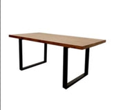 Freya 1.8 m Dining Table in Solid Dark Pine Wood with Matt Black Metal Legs