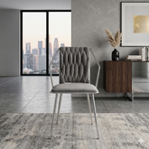 Daisy Velvet Dining Chair - Grey Silver