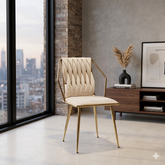 Daisy Velvet Dining Chair - Cream Gold
