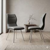 Zermatt Dining Chair - Grey PU with Grey Fabric
