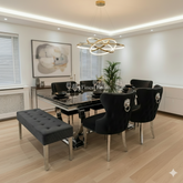 Black Ariana Dining Table With Black Valentino Chairs & Bench