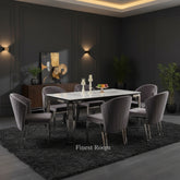 White Sorrento with Fabio Grey Silver Chairs