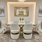Cream Gold Elina Table with Cream Santorini Chairs