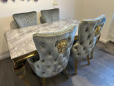 Grey Louis Gold With Victoria Grey Gold Lion Knocker Chairs